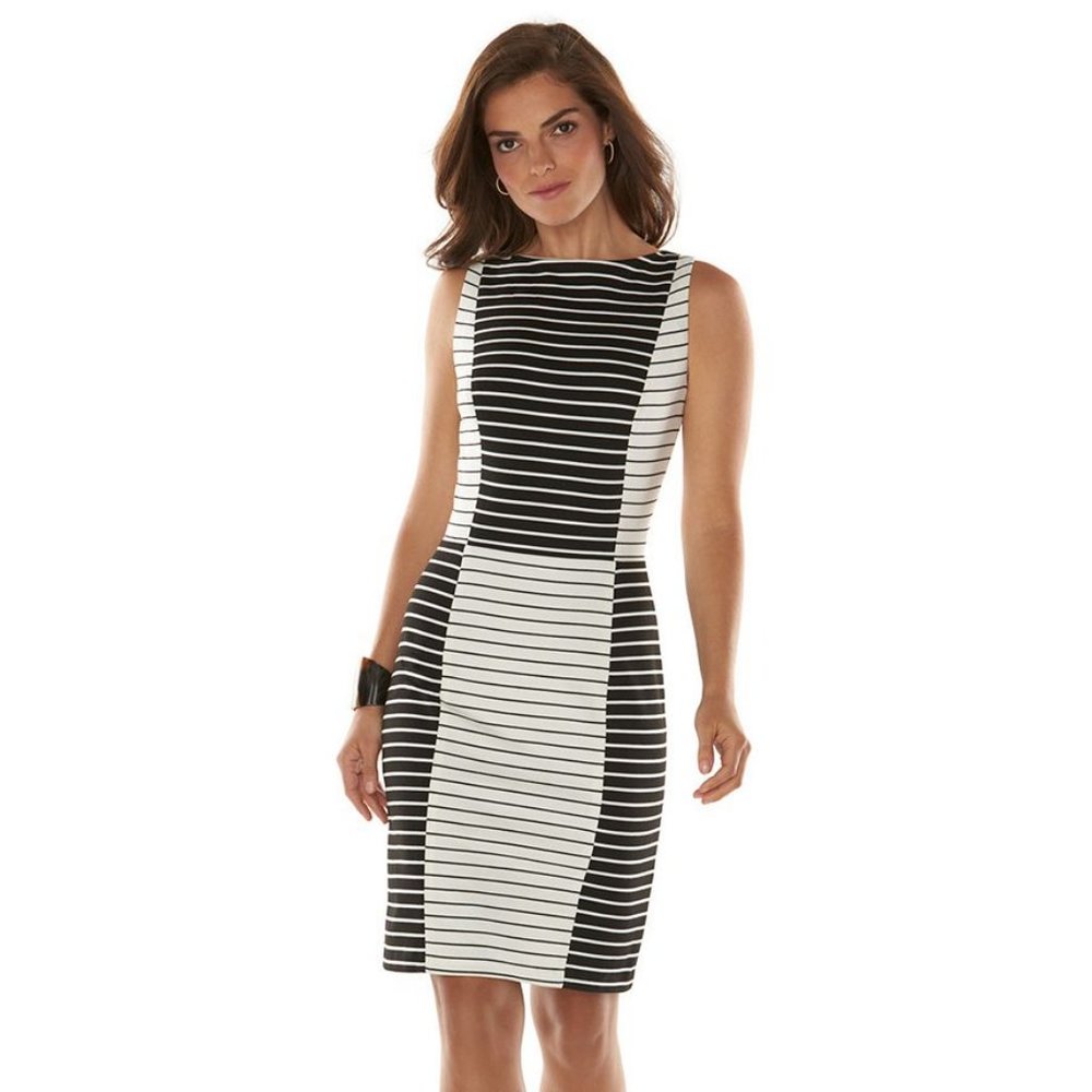 Chaps By Ralph Lauren Striped Sheath Dress Size 4